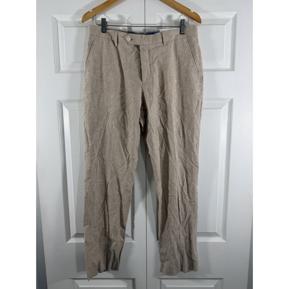 Tommy Hilfiger Hall linen blend Mens Dress Pants Size 32/30 new light tan